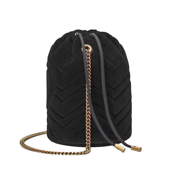 Gucci GG Marmont Matelassé Velvet Mini Bucket Bag - Picture 2 of 10